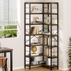 Gujiam 7-Tier Corner Bookshelf, 80" Tall Corner Bookcase,7-Shelf Industrial L-Shaped