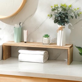 Menkxi Over The Sink Shelf Bathroom Shelf Organizer Over The Faucet Wood Pedestal Soap Stand Farmhouse Bathroom Decor Decorative Over The Sink Shelf for Kitchen (Brown,23.62 x 7.87 x 5.91 Inches)