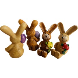 khevga Easter Decorative Figures - Set of 8 Small Wooden Bunnies, 4 cm, Cute Easter Decoration for Table, Windowsill, DIY Projects and Spring Decoration