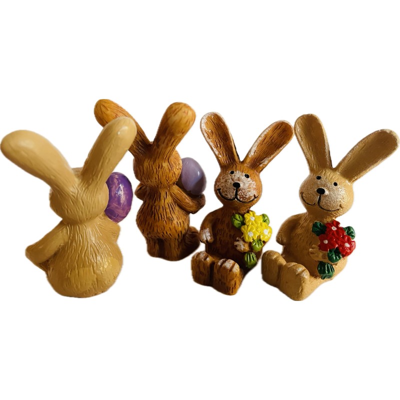 khevga Easter Decorative Figures - Set of 8 Small Wooden