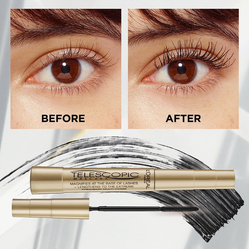 L'Oreal Paris Telescopic High-Precision Lengthening Mascara, Precise Application for Up