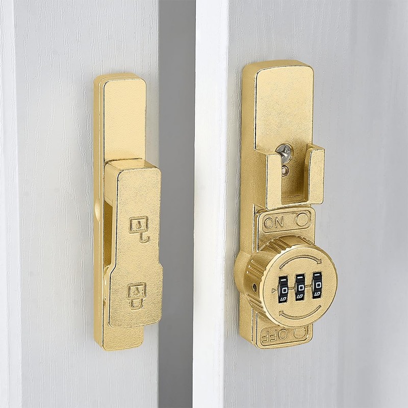 INIRET Gold 180 Degree Barn Door Lock,Mechanical Password Lock,Flip Latch