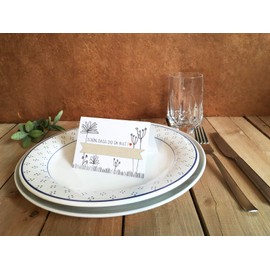 50 Place Cards Made of Recycled Paper, Climate Neutral Name Cards, Place Cards to Write on for Wedding, Birthday, Christening, Communion - Schön, dass du da bist - Vintage Flowers Design, White Beige