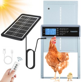 Automatic Chicken Coop Door, LCD Display, 5 Modes, Timer & Light Sensor, Solar Powered & Battery Charging Chicken Coop Door, Weatherproof Automatic Chicken Door with Remote Control