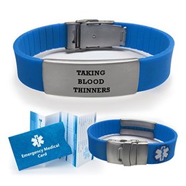 Taking Blood Thinners Sport Medical Alert ID Bracelet for Men and Women