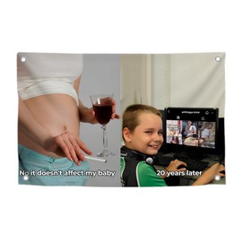 3x5 Feet Fun Flag Wall Decor with "No it Doesn't Affect My Baby, 20 Years Later" Four Brass Grommets - Colored Single Sided Funny Flags for Bedroom - Polyester Room Flags - Tapestry for College Dorm