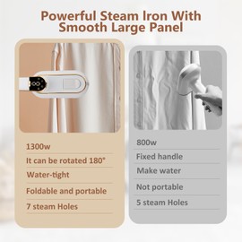 Mini Dampfbügeleisen,1300W Tragbares Reisebügeleisen,180°Drehbar HanddampfbüGeleisen,Schnelles Aufheizen Kabelgebunden Faltbar DampfbüGeleisen,UnterstüTzt Trocken Und NassbüGeln Für Unterwegs Kleidung