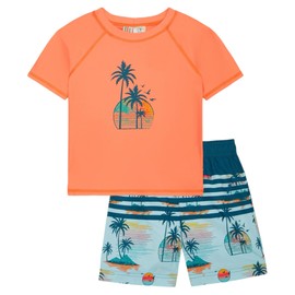 Ocean Pacific Boys' Rashguard and Trunks Swimsuit Set, Tropical, 18