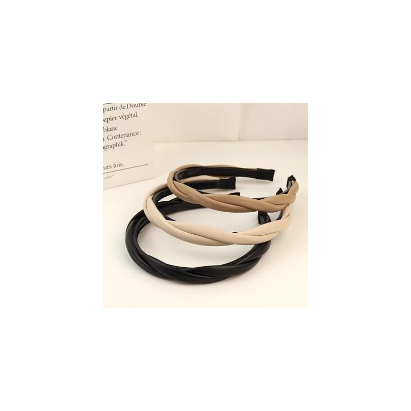 Headband - Faux Leather Headband Cross Twisted Braided Rope Style