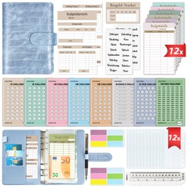 Budget Planner German - Bug Planner German Start Set with 8 Saving Challenges - Financial Planner Household Book - Money Organiser Savings Book - Cash Stuffing - Budget Binder A6 Leather - Save with