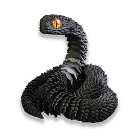 YEVON 3D Printed Snake Animal Toys - Black 3D Printed Animals Fidget Snake Toy - Articular Mobility Animals Model Ornament - Realistic Flexible Animal Figures for Adults