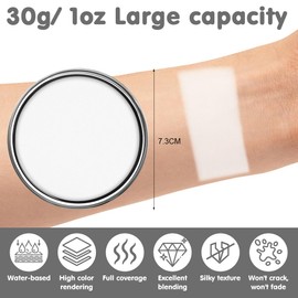 AOOWU Water Colour Make-Up, Professional Aqua Make-Up, 30 g Vegan Body Painting, Children's Face Paint, Face Paint, Children's Make-Up for Halloween, Clown Joker Cosplay, Carnival, Theatre Make-Up