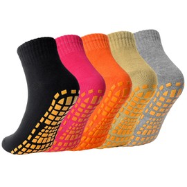 5 Pairs Yoga Grip Socks - Women Pilates Socks Non Slip Grippy Ankle Socks for Ballet Danca Hospital Workouts Fitness