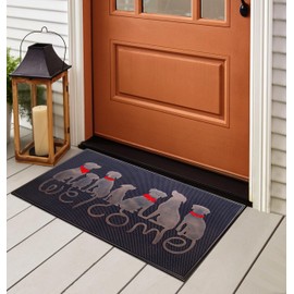 A1HC First Impression Non-Slip, Durable Heavy Rubber Grill Doormat Oil Rub Chrome Finish 18" X 30", Welcome Mats for Front Door Non-Slip Backing Rubber Doormat for Indoor Outdoor Use