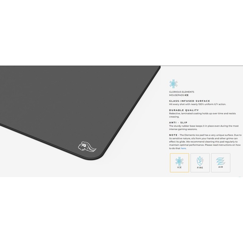 Glorious PC Gaming Race Elements Ice Gaming Mauspad - Schwarz