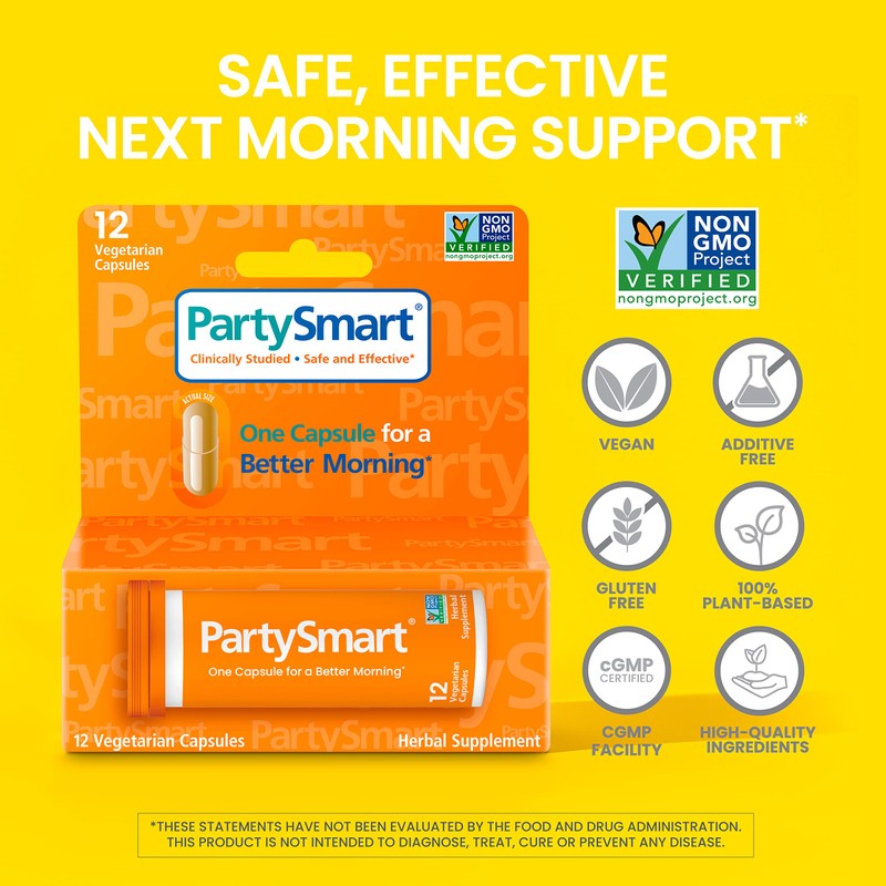 Himalaya PartySmart, 12 Vegetarian Capsules, Provides Antioxidants, Non-GMO, Plant-based, 250