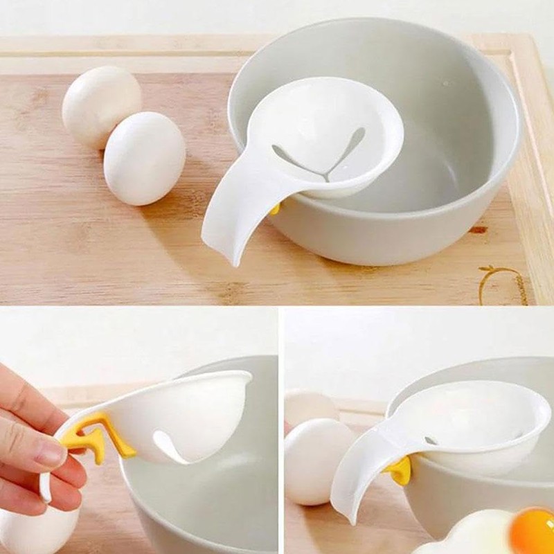 1Pc White Egg White Yolk Separator,Egg Separator for Raw Eggs,Bowl-Clip