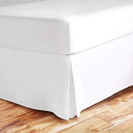 Valencia Beddings Split Corner Bed Skirt 21 Inch Drop King Size 100% Natural Cotton Wrinkle and Fade Resistant King Size, White Solid