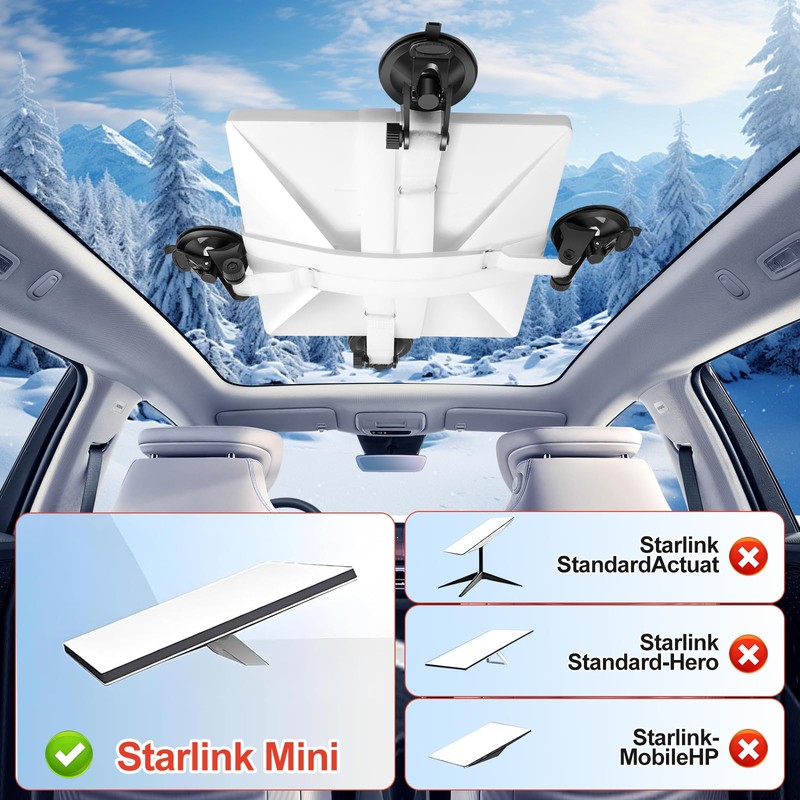 ASDKJL Foldable Starlink Mini Car Mount with Suction Cups，Quick Release