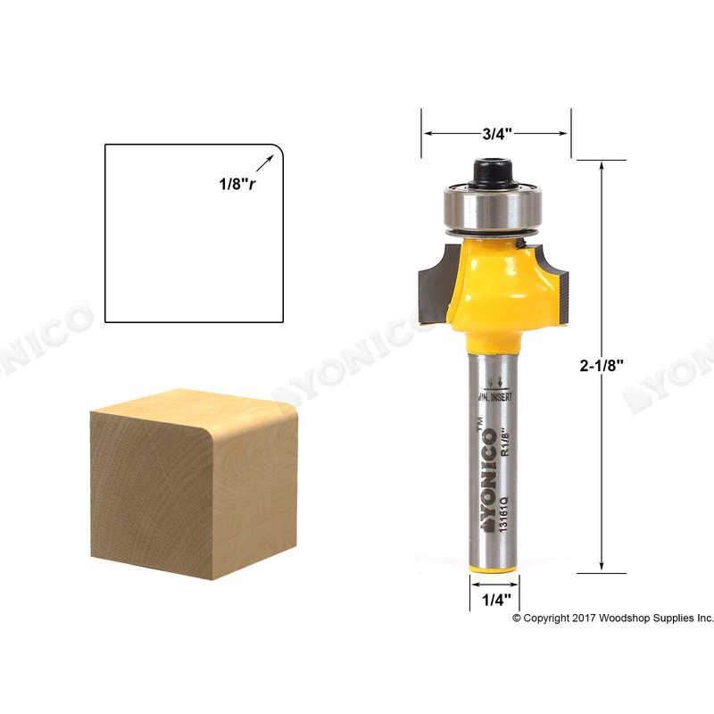 YONICO 13161q 1/8-Inch Radius Round Over Edge Forming Router Bit