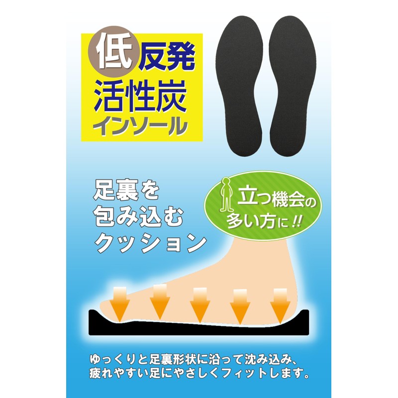 Columbus Activated Carbon Low Rebound Insole, Black
