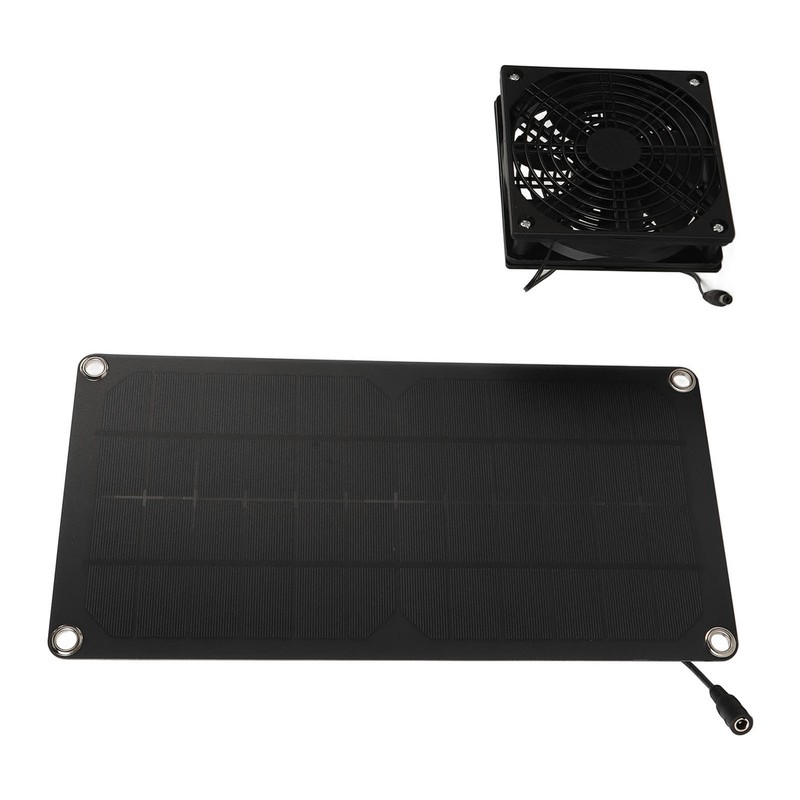 Solar Panel Fan Kit 20W Powered Mini Portable for Greenhouse