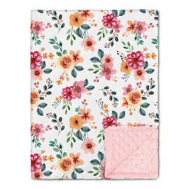 Nialnant Floral Baby Blankets for Girls, Super Soft Plush Baby Girl Blanket, Double Layer Dotted Backing Toddler Blanket, Machine Washable Newborn Blankets Nursery Decor