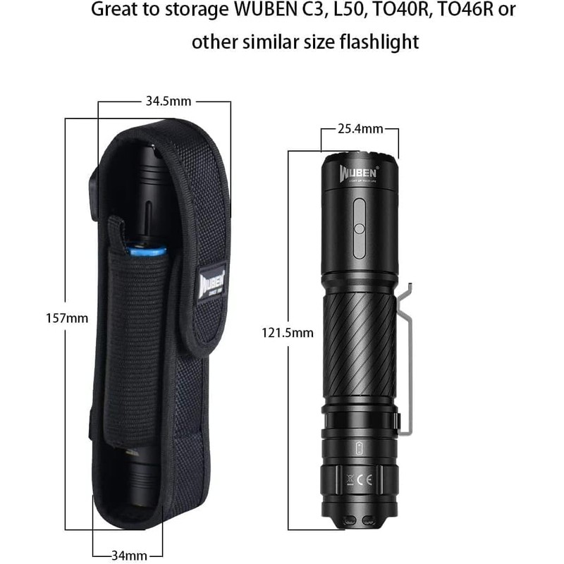 WUBEN Flashlight Holster LED Tactical Flash Light Nylon Pouch Holder