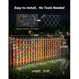 LitHome 11.5x5 FT Solar Net Lights Outdoor Waterproof, 240 LED Solar & USB Powered Christmas Bush Lights, Remote Control 8 Modes Mesh Light for Bushes Garden Lawn Yard Fence Decor Multicolor