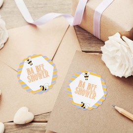 Inkdotpot Pack of 100, Gender Reveal Baby Shower Favors Stickers - Thank You Labels for Baby Shower 2 Inch Honey Bee, Girl/Boy Theme Envelope Seal Stickers