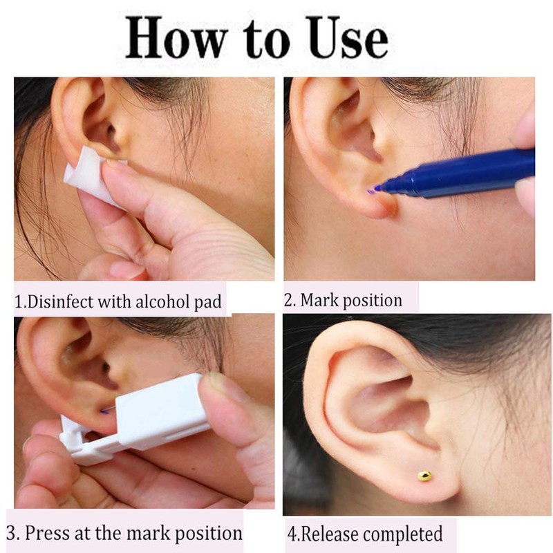 AM RONG MAGIC 2 Pack Self Ear Piercing Gun Earring,Disposable