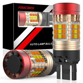 FAXCARS 7444NA 7443NA LED Switchback Bulbs for Ram 1500 2500 3500 Front Turn Signal Light, White + Amber 12V CANBUS Anti Hyper Flash, 2-Pack