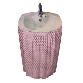 Diamond Stitch Bathroom Sink Skirt – Waterproof Fabric, Hides Pipes and Walls, Adds Under-Sink Storage, Fits Standard Sinks Pink
