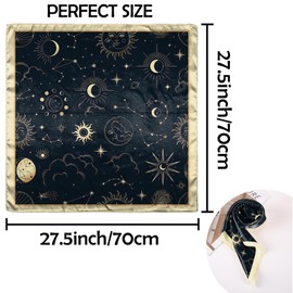 Deokke Scarf Silk Feeling Square Satin Headwear Hair Scarf Wrap 27.5 Inches Bandana Trendy Aesthetic Cute Decoration for Women Girls-Sun Moon