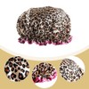 Reusable Waterproof Shower Cap - Double Thick, Leopard Red Border
