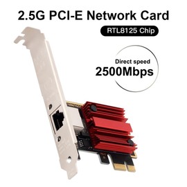 FENVi 2.5 Gigabit PCIe Network Card, 2500Mbps Ethernet Adapter with Realtek RTL8125 Chip, Single RJ45 Port Low-Profile Bracket Compatible for Desktop PC Windows 10/11 Linux