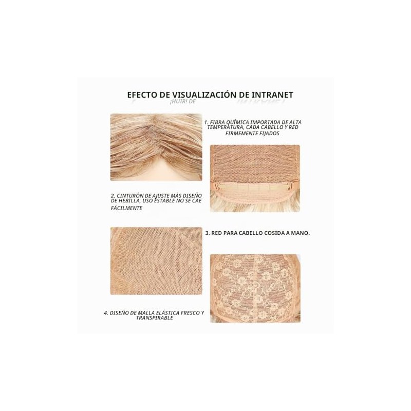 Peluca Corta Rubia en Capas, Tamaño Ajustable, con Gorro para