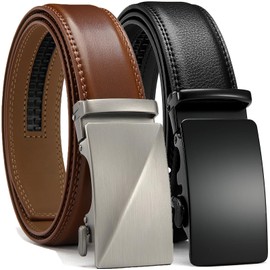 YOORAN Men's Belt Ratchet Leather Belt Automatic for Suit Business Clothing Width 35 mm Size Adjustable, black / brown