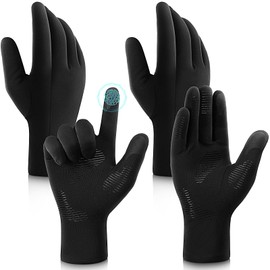 Liitrsh 2 Pairs Mens Winter Gloves Touch Screen Mirco Fleece Lined Water Resistant Gloves for Running Cycling Driving