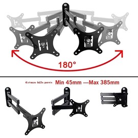 Vesa TV Wall Mount 3 Arms Tilting +8°-15° Position 0° 180° Vesa Connection 75 x 75 mm or 100 x 100