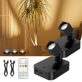 Diomart Rechargeable Mini Spotlights Indoor with Remote, 2 Pack
