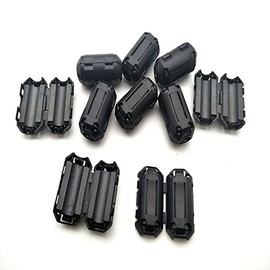 Gfortune 10pcs Black Ferrite Core Ring Filter Cable Clip Clamp UF70B for 7mm Inner Diameter Cable RFI EMI Noise Suppressor