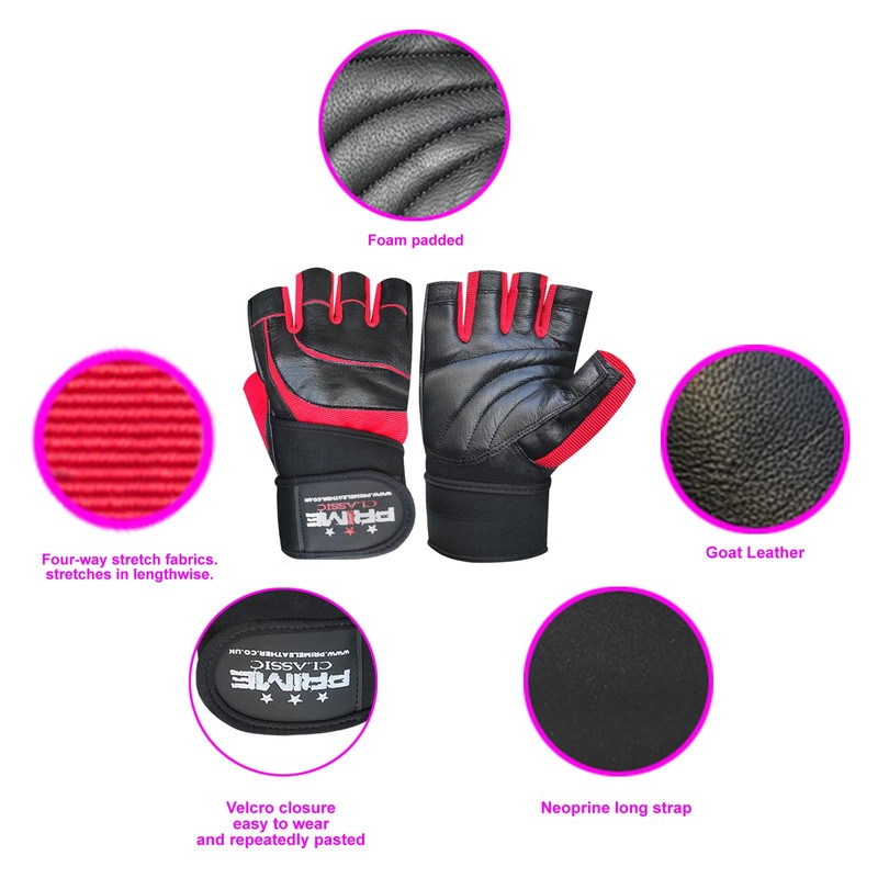 Fingerless gym fitness workout training weight lifting leather padded gloves