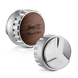Espresso Coffee Distributor - 58mm Coffee Distributor, Heavy Duty Coffee Levelling Tool with Wood Lid, Espresso Hand Tamper Tool Fits 58mm Portafilters (Silver)