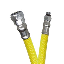 Scuba Choice 36" Nylon Braided Yellow Low Pressure Regulator Hose for 2nd Stage, 250 PSI Working Pressure, 750 PSI Burst Pressure, Durable & Flexible, 90-100kef Tensile Strength, Scuba Diving Gear