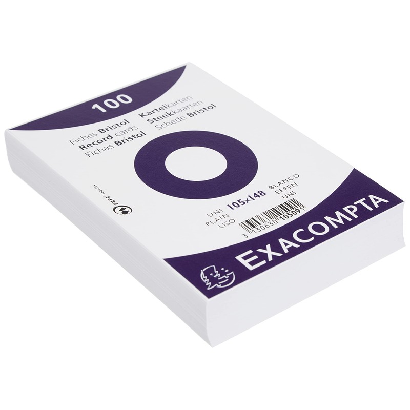 Exacompta - Ref 10509E - Bristol Plain Record Cards (Pack