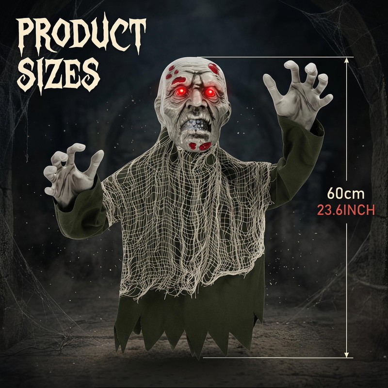 Halloween Decorations Outdoor Ground Zombie Decor, Animated Yard Prop