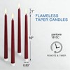 Burgundy Flameless Taper Candles with Remote, LED Candlesticks Set of
