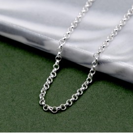 Kualitas Genuine 925 Sterling Silver 20" Rolo Chain Necklace (2mm).