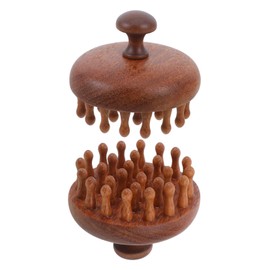 Gatuida 2pcs Sandalwood Hair Massage Comb Portable Scalp Massager Brush for Hair Growth Travel Friendly Wooden Detangler Tool for Home and Office Use Brown